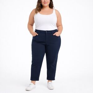 Tretorn Navy Cropped Pants Sz 16 NWT High Rise Stretch Cuffed Hem